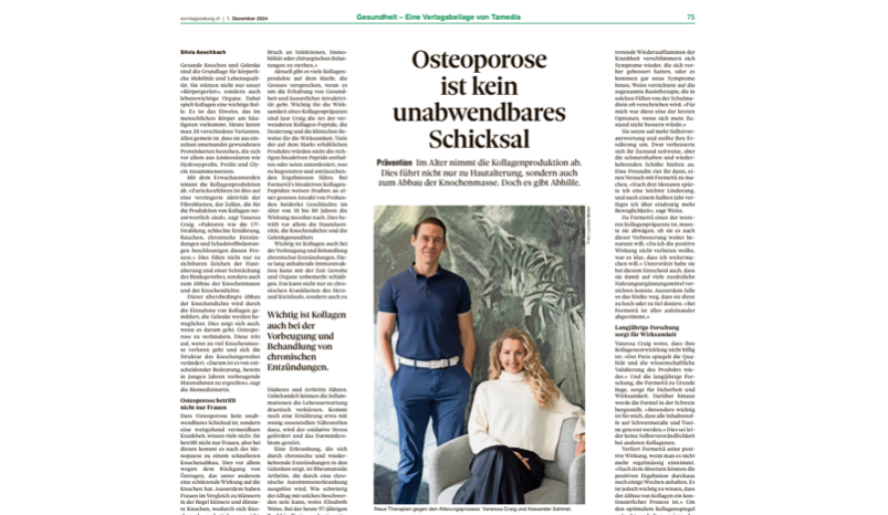 Bericht in Gesundheits-Extra der SonntagsZeitung